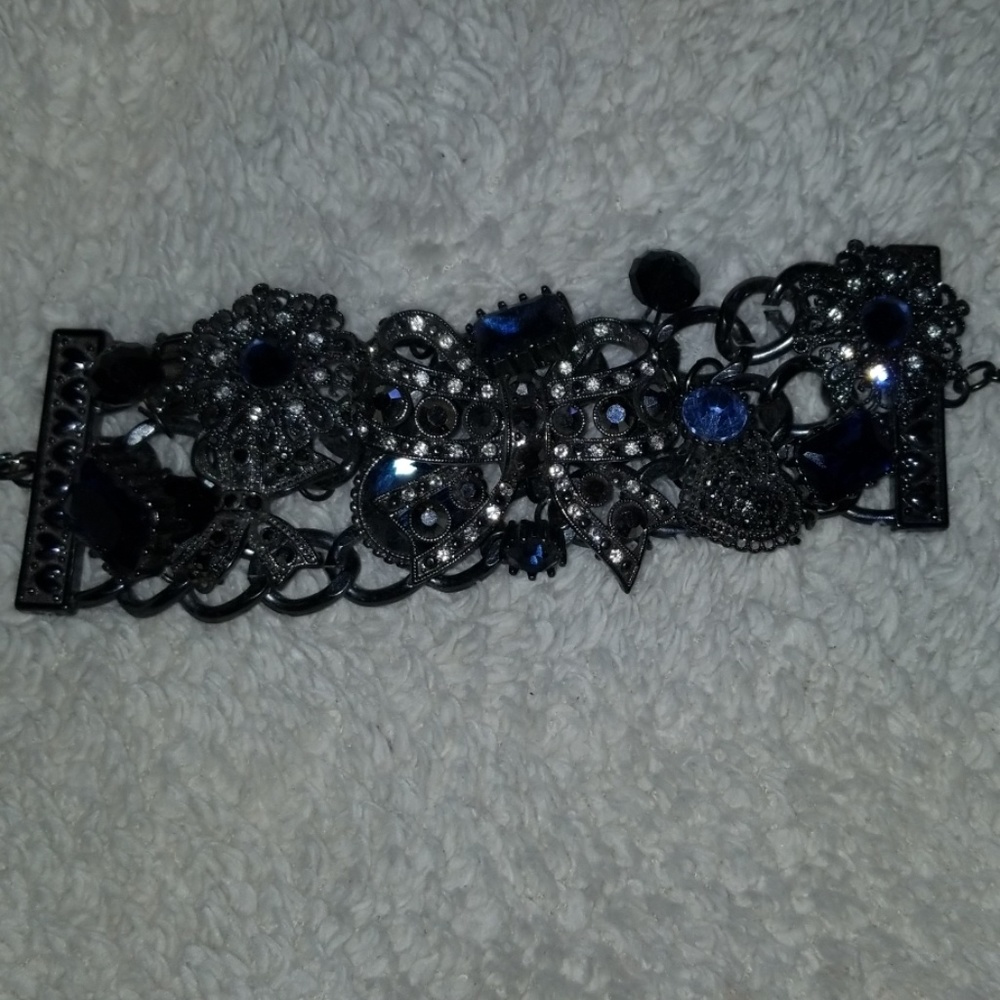 Betsy Johnson blue and dark silver bracelet